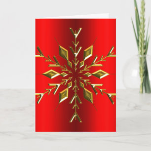 Gold Snowflake Star Red Christmas Karte