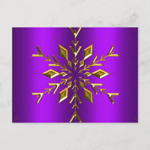 Gold Snowflake Star zu Lila Weihnachten Postkarte