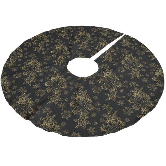 Gold Snowflake Tree Skirt Polyester Weihnachtsbaumdecke (Schrägansicht)