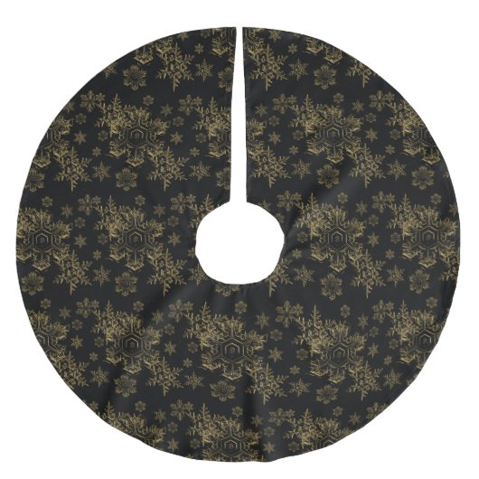 Gold Snowflake Tree Skirt Polyester Weihnachtsbaumdecke (Vorderseite)