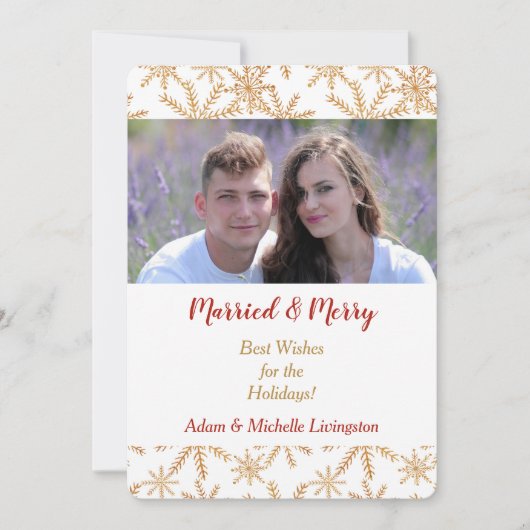 Gold Snowflake Weihnachts-Fotovorlage Feiertagskarte (Vorderseite)