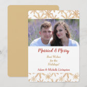 Gold Snowflake Weihnachts-Fotovorlage Feiertagskarte (Vorne/Hinten)