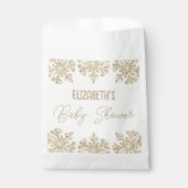 Gold Snowflake Winter Baby Dusche Geschenktütchen (Vorderseite)
