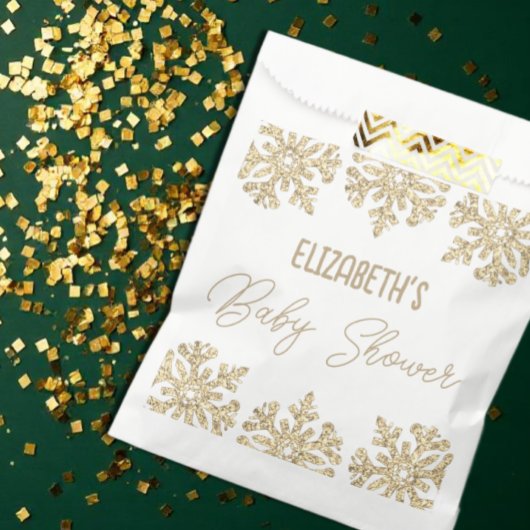 Gold Snowflake Winter Baby Dusche Geschenktütchen