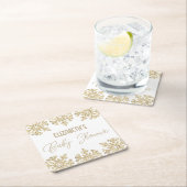 Gold Snowflake Winter Baby Dusche Rechteckiger Pappuntersetzer (Vor Ort)