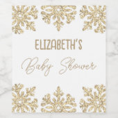 Gold Snowflake Winter Baby Dusche Weinetikett (Einzelnes Label)