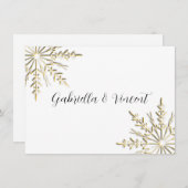 Gold Snowflake Winter Hochzeitsflaeche Note Mitteilungskarte (Vorne/Hinten)