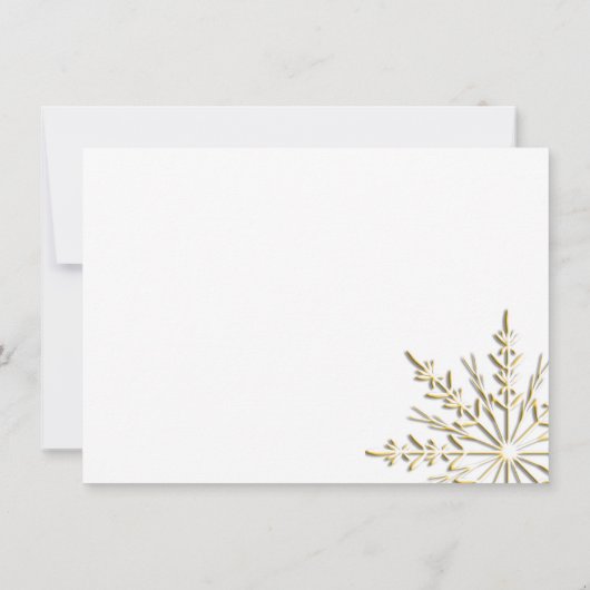 Gold Snowflake Winter Hochzeitsflaeche Note Mitteilungskarte (Rückseite)