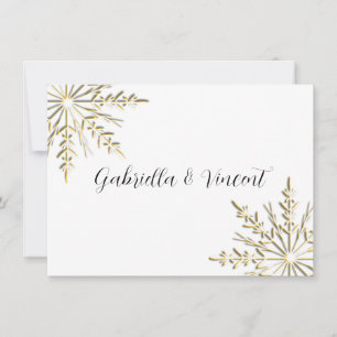 Gold Snowflake Winter Hochzeitsflaeche Note Mitteilungskarte