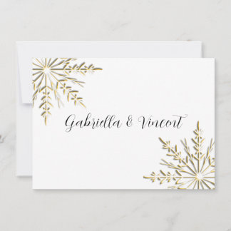 Gold Snowflake Winter Hochzeitsflaeche Note Mitteilungskarte