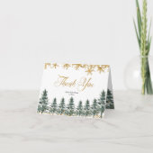 Gold Snowflake Winterwald Danke Karte (Vorderseite)