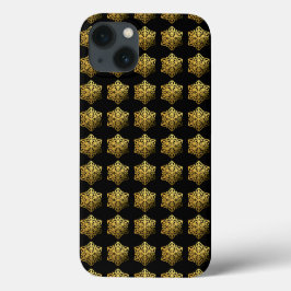 Gold Snowflakes Black Phone Case