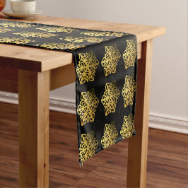 Gold Snowflakes Black Table Runner Kurzer Tischläufer