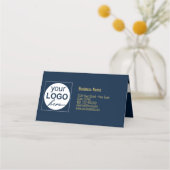 Gold Snowflakes Bow Blue Christmas Tree Geschenkka Platzkarte (Rückseite)