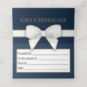 Gold Snowflakes Bow Blue Christmas Tree Geschenkka Platzkarte (Innenseite Aufgefaltet)