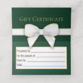 Gold Snowflakes Bow Green Christmas Tree Geschenkk Platzkarte (Innenseite Aufgefaltet)