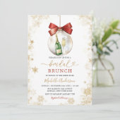 Gold Snowflakes Christmas Bauble Bridal Brunch Einladung (Stehend Vorderseite)