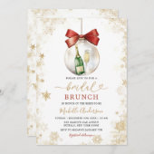 Gold Snowflakes Christmas Bauble Bridal Brunch Einladung (Vorne/Hinten)