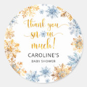 Gold Snowflakes Danke Baby Runder Aufkleber (Vorderseite)