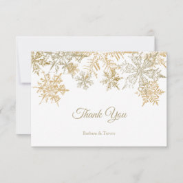 Gold Snowflakes Elegantes Weihnachtsthema Hochzeit Dankeskarte