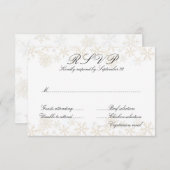 Gold Snowflakes Entrées Menü RSVP Karten (Vorne/Hinten)