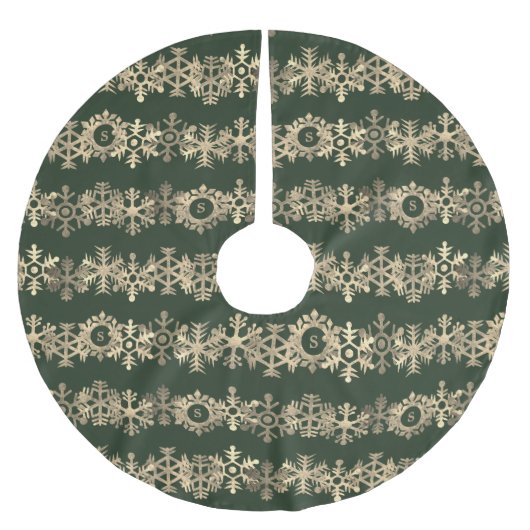 Gold Snowflakes Forest Green Christmas Tree Rock Polyester Weihnachtsbaumdecke (Vorderseite)