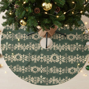 Gold Snowflakes Forest Green Christmas Tree Rock Polyester Weihnachtsbaumdecke