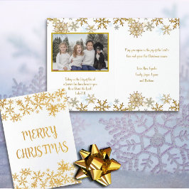 Gold Snowflakes Foto Christliche Weihnachten Folienkarte