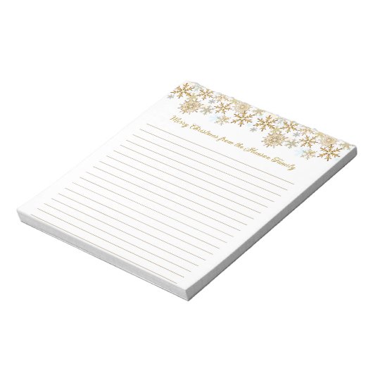 Gold Snowflakes Frohe Weihnachten Lined Notizblock (Rotiert)