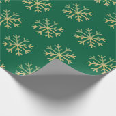 Gold Snowflakes Grüne Weihnachtsgeschenk Geschenkpapier (Ecke)