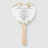Gold Snowflakes Herz-Shaped Wedding Fan Programm Fächer (Rückseite)