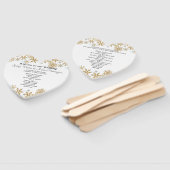 Gold Snowflakes Herz-Shaped Wedding Fan Programm Fächer (Non-assembled)