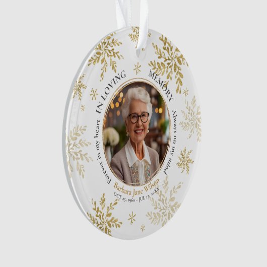 Gold Snowflakes In Loving Memory Memorial Keepsake Ornament (Vorderseite)