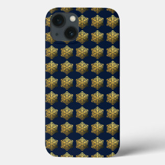 Gold Snowflakes Navy Phone Case
