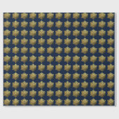 Gold Snowflakes Navy Wrapping Paper Geschenkpapier (Flach)