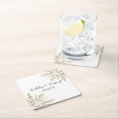 Gold Snowflakes on White Winter Wedding Rechteckiger Pappuntersetzer (Vor Ort)