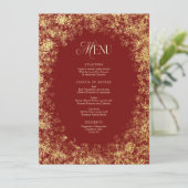 Gold Snowflakes Roter Weihnachtsfest Abendessen Menükarte (Stehend Vorderseite)