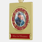 Gold Snowflakes Rotes Weihnachten Banner-Ornament Gold (Links)