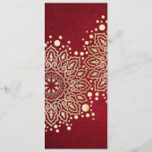 Gold Snowflakes Rotes Weihnachtsmenü Menükarte (Rückseite)