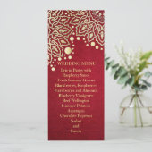 Gold Snowflakes Rotes Weihnachtsmenü Menükarte (Stehend Vorderseite)