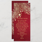 Gold Snowflakes Rotes Weihnachtsmenü Menükarte (Vorne/Hinten)