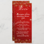 Gold Snowflakes Rotes Weihnachtsmenü Menükarte (Vorne/Hinten)