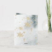 Gold Snowflakes Snowy Winter Ice Feiertagskarte (Rückseite)