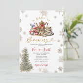 Gold Snowflakes Tee Ein Baby wird Baby Dusche Einladung (Stehend Vorderseite)