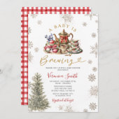 Gold Snowflakes Tee Ein Baby wird Baby Dusche Einladung (Vorne/Hinten)