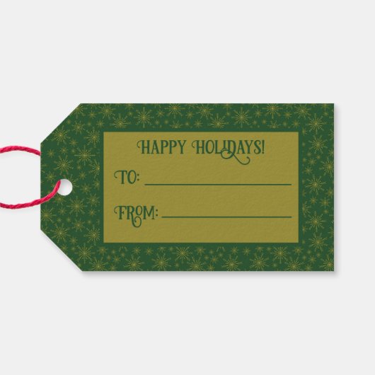 Gold Snowflakes Weihnachten Geschenkanhänger (Rückseite Horizontal)