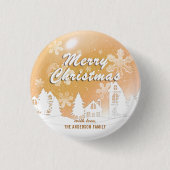 Gold Snowflakes Weihnachten Weihnachten Frohes Neu Button (Vorderseite)