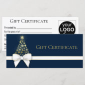 Gold Snowflakes Weihnachtsbaum Bow Blue Geschenkka (Vorne/Hinten)