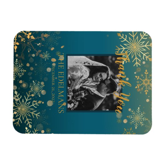 Gold Snowflakes Winter Hochzeit Danke Magnet (Horizontal)