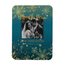 Gold Snowflakes Winter Hochzeit Danke Magnet